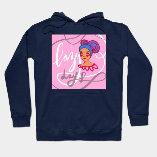 Lazy Days: Relaxing Sunday Girl Portrait Drawing Hoodie by Tessa McSorley